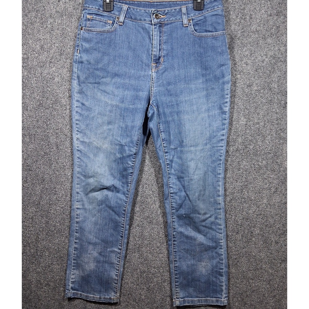 LL Bean Classic Fit Straight Leg‎ Jeans Blue Medium Wash Womens 12 Pet 299515